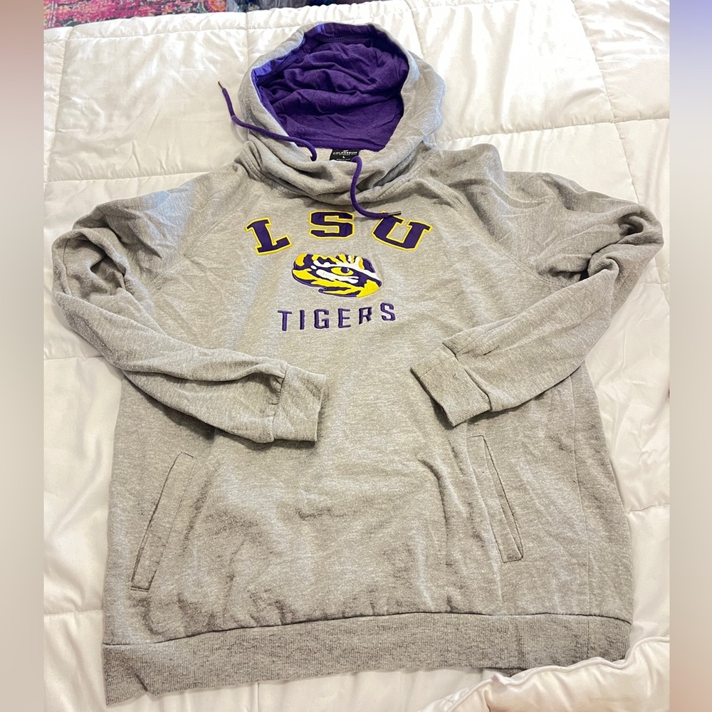 LSU Tigers Gray Hoodie with Purple Hood